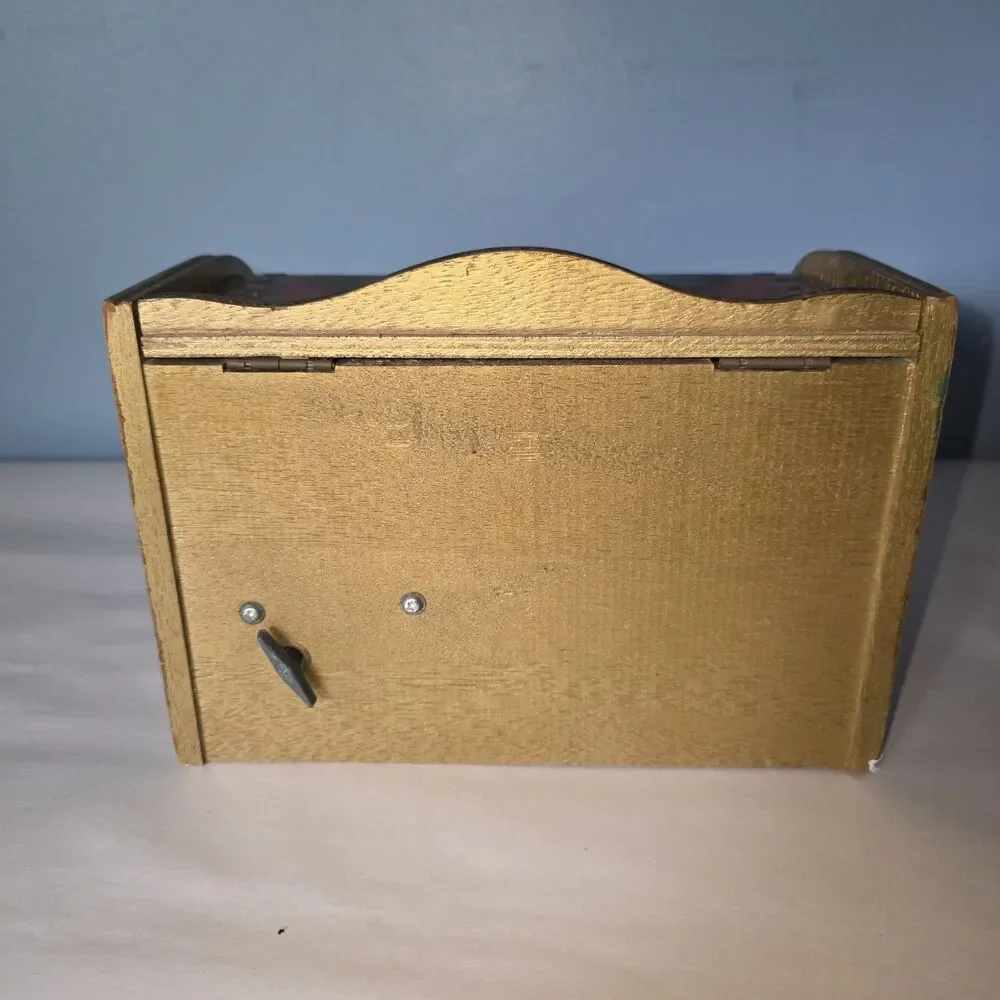Vtg MIM Lador Japan Wooden Musical Jewelry Box Victorian Couple Sunrise Sunset